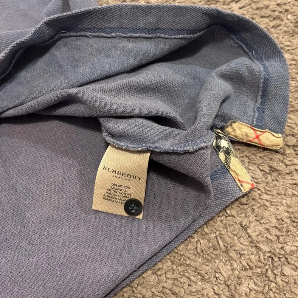 Burberry London Classic Blue Polo Embroidered Motif Men's Small - Picture 6 of 8